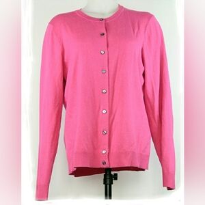 Karen Scott Crew-Neck Cardigan in bright pink 